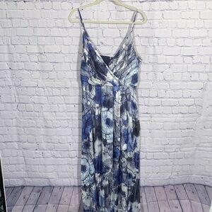 Lulus Womens High-Low Maxi Dress An Enchanting Dream Navy Floral Print Sz L NWT
